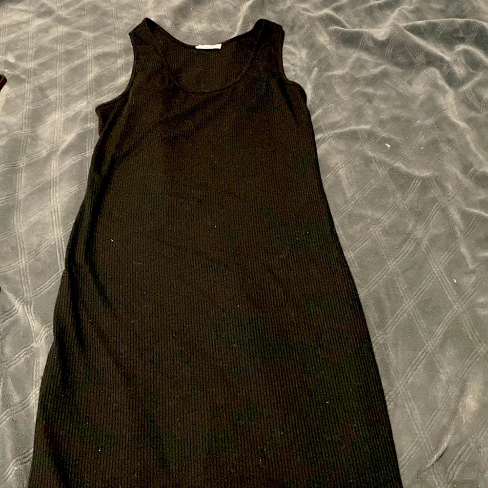 MIDI style ribs tank dress in black